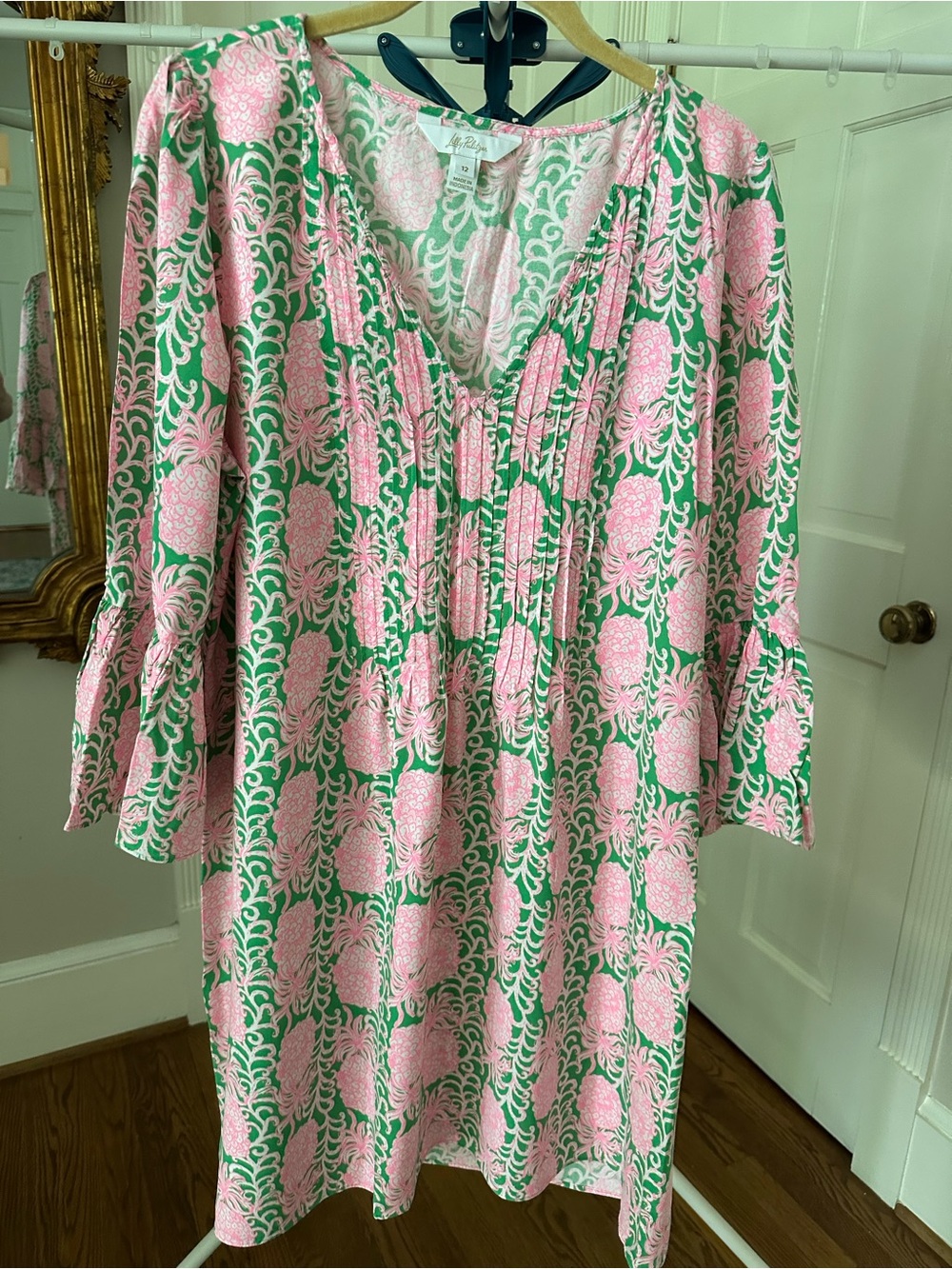 Lilly Pulitzer Danika pineapple Pink and Green Floral Tunic